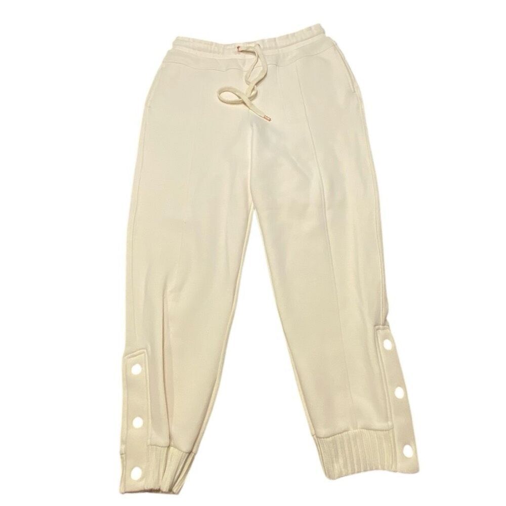 By Anthropologie Womens Cream Snap Button Jogger Pants Size Medium